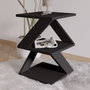 Hanah Home Mesa Auxiliar Albeni - Black, Tablero de Partículas Recubierto de Melamina, Múltiples Estantes, Color Negro
